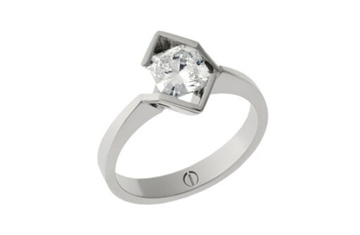 Designer octagonal cut diamond platinum engagement ring