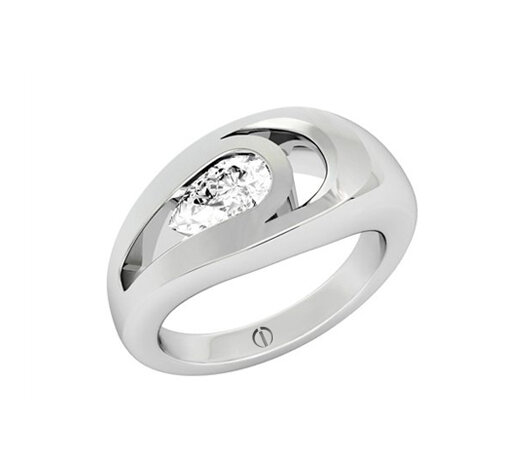 Designer pear shaped diamond platinum engagement ring