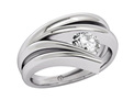 Designer platinum wave round brilliant diamond ring