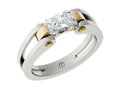 Designer radiant cut diamond platinum and gold engagement ring