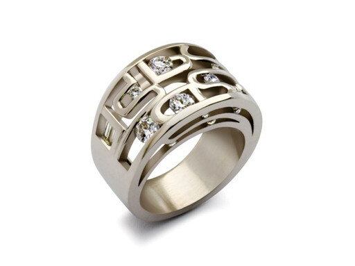 Designer round brilliant diamond white gold contemporary dress ring
