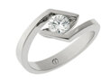 Designer round diamond platinum crossover engagement ring