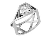Designer square radiant diamond platinum engagement ring