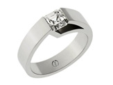 Designer tension set asscher cut diamond platinum engagement ring
