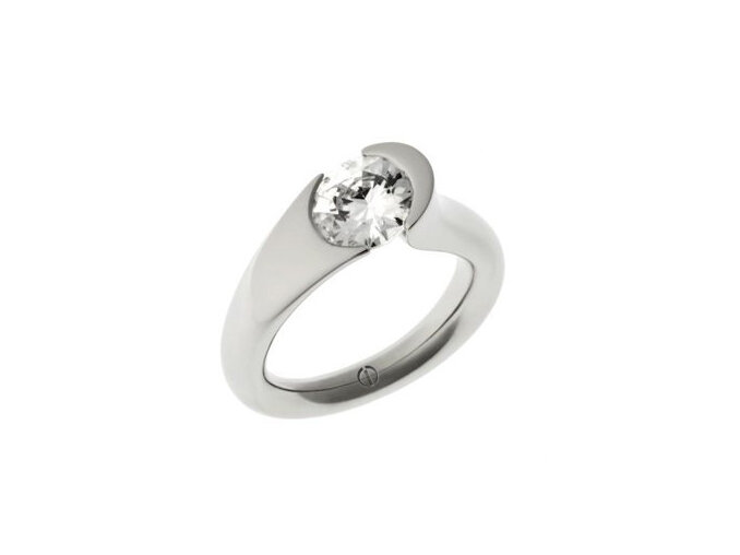 Designer tension set round brilliant diamond platinum engagement ring