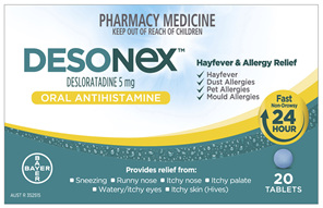 Desonex Antihistamine 24 Hour Non Drowsy Hayfever & Allergy Relief Tablets 20 pack