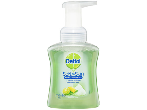 Dettol Antibacterial Foam Hand Wash Pump Lemon and Lime 250mL