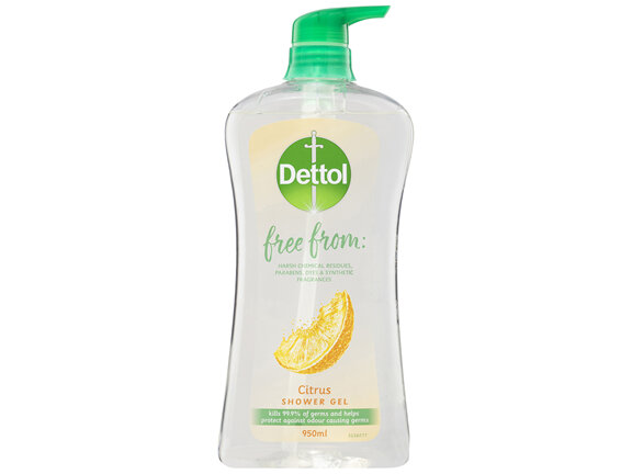 Dettol Free From Shower Gel Body Wash Antibacterial Citrus 950mL