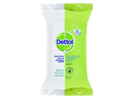 Dettol Instant Hand Sanitizer Wipes Anti-Bacterial 10 Pack