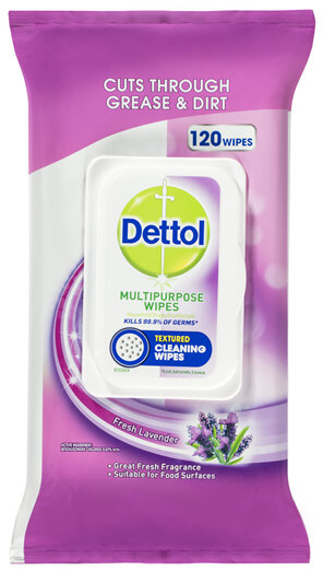 Dettol Multipurpose Antibacterial Disinfectant Surface Cleaning Wipes Lavender 120pk