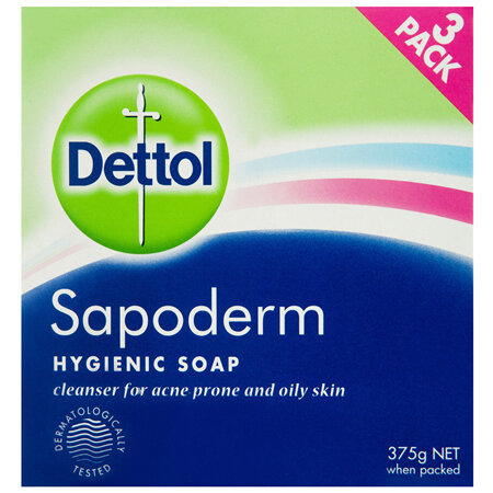 Dettol Sapoderm Hygienic Bar Soap 3 Pack 125g
