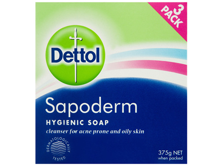 Dettol Sapoderm Hygienic Bar Soap For Acne Prone And Oily Skin 3 Pack