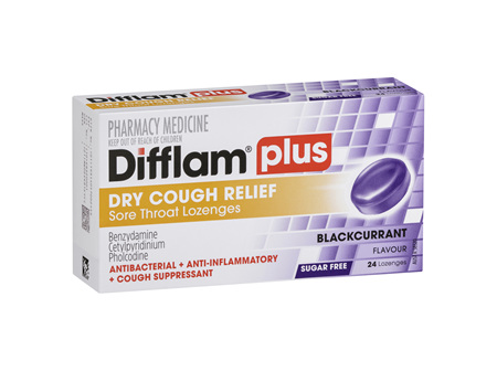 Difflam Anti-inflammatory Sugar Free Cough Blackcurrant 24 Lozenges
