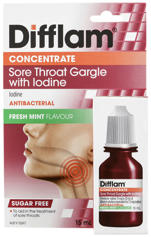 Difflam Antibacterial Sore Throat Gargle with Iodine Concentrate 15mL