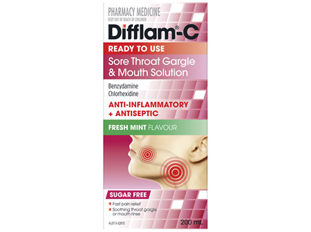 Difflam-C Anti-Inflammatory + Antiseptic Solution Sugar Free 200mL