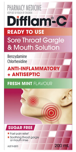 Difflam-C Ready To Use Sore Throat Gargle & Mouth Solution 200mL