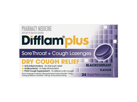 DIFFLAM Cough Loz B/currant S/F 24s