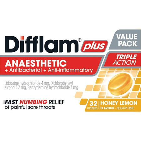 DIFFLAM Loz Plus Anaest Hon/Lmn 32s