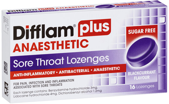 Difflam Lozenges Plus Anaesthetic Blackcurrent 16s