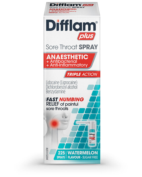 Difflam Plus Anaesthetic Sore Throat Spray 225 Sprays 30mL