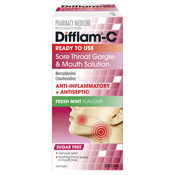 Difflam Plus Sore Throat Gargle and Mouth Solution 200ml