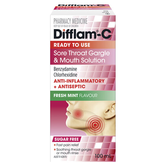 Difflam Plus Sore Throat Gargle and Mouth Solution 100ml
