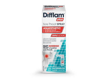 Difflam Plus Sore Throat Spray Anaesthetic + Antibacterial + Anti-Inflammatory 30ml