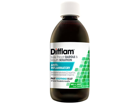 Difflam Sore Throat Anti-Inflammatory Gargle and Mouth Solution 500mL