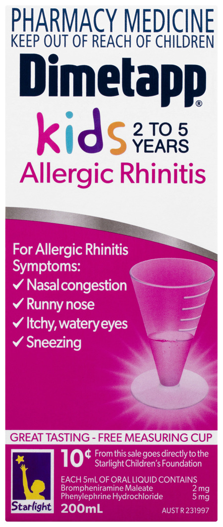 Dimetapp Allergic Rhinitis Kids 2 to 5 Years 200mL