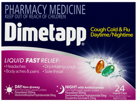 Dimetapp Cough Cold & Flu Daytime/Nightime Liquid Caps 24 Pack