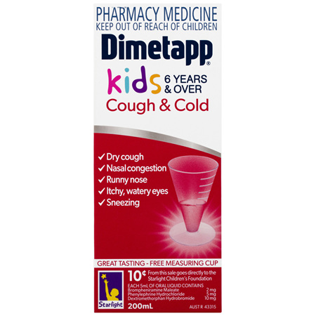 Dimetapp Cough & Cold Kids 6 Years & Over 200mL