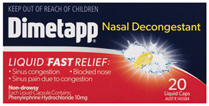 Dimetapp Nasal Decongestant Liquid Capsules 20 Pack