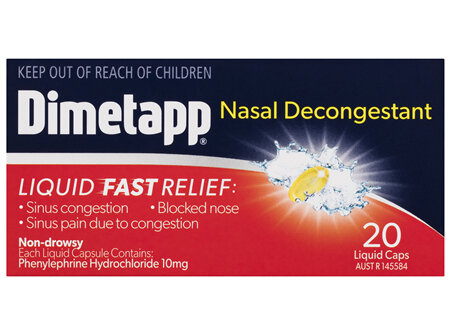 Dimetapp Nasal Decongestant Liquid Capsules 20 Pack