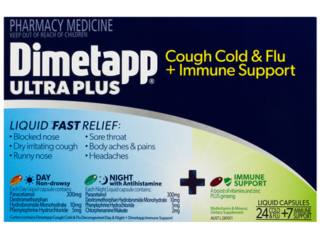 Dimetapp Ultra Plus Cough Cold & Flu + Immune Support 24 + 7 Pack