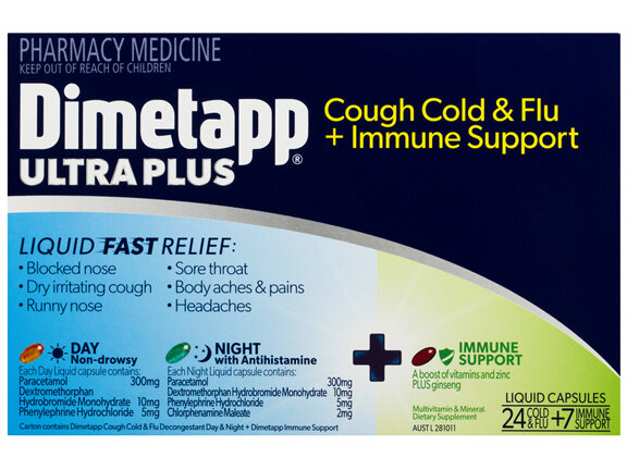 Dimetapp Ultra Plus Cough Cold & Flu + Immune Support 24 + 7 Pack