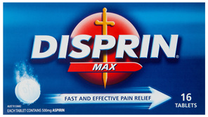 Disprin Max Pain Relief Dispersible Tablets 500mg Aspirin 16 pack