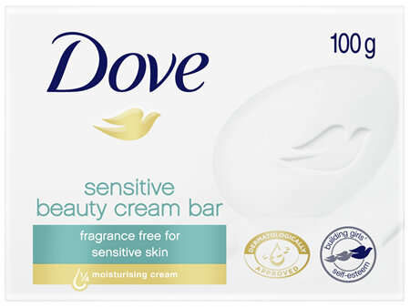 Dove Beauty Soap Bar Sensitive washes away bacteria 100g
