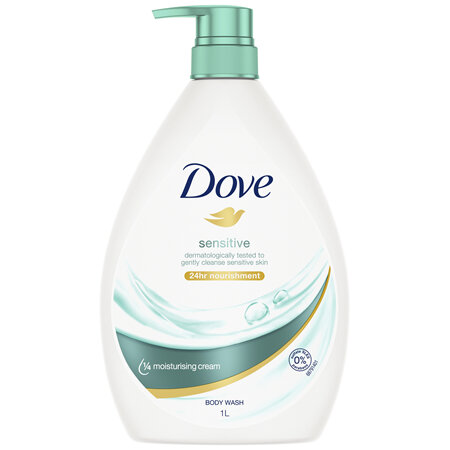 DOVE  Body Wash 24hr nourishment Sensitive with ¼ moisturising cream 1 L