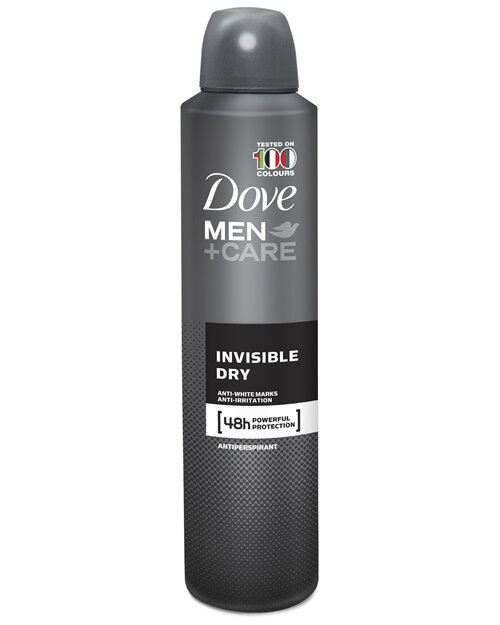 Dove Men+Care Antiperspirant Aerosol Deodorant Invisible Dry Helps fight sweat and odour for up to