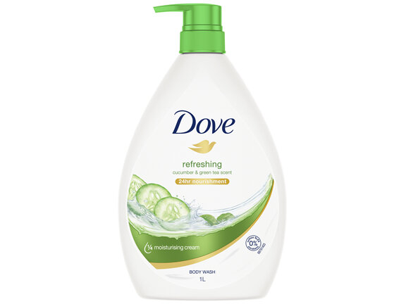 Dove Refreshing Body Wash 24hr nourishment With Cucumber & Green Tea Scent with ¼ moisturising