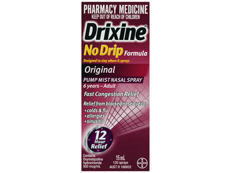 Drixine 12 Hour Relief No Drip Original Nasal Spray 15ml