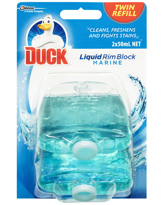 Duck Liquid Rim Block Toilet Cleaner Marine Twin Refill 2 x 50mL