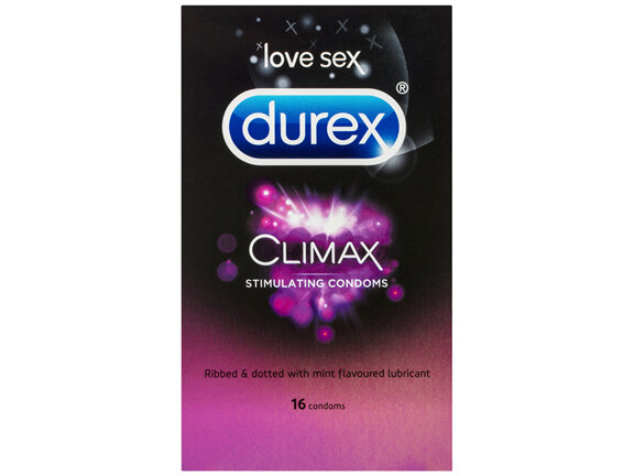 Durex Climax Stimulating Condoms Ribbed & Dotted 16 Pack