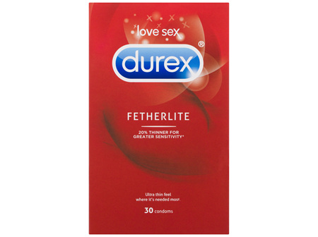 Durex Thin Feel Latex Condoms Regular Fit, Pack of 30