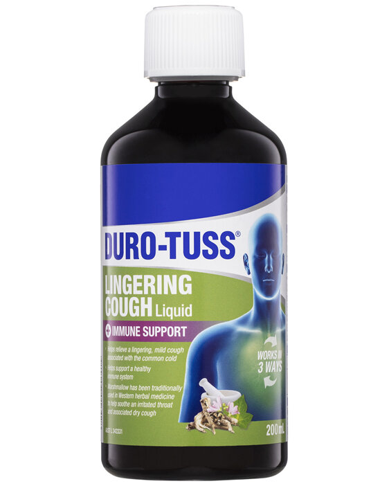 Duro-Tuss Lingering Cough Liquid Immune Support Blackberry & Vanilla 200mL