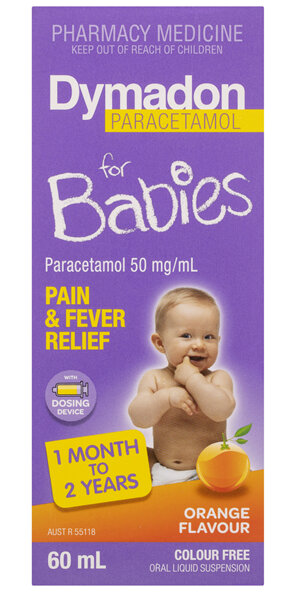 Dymadon Paracetamol for Babies 1mth-2yrs ORANGE 60mL