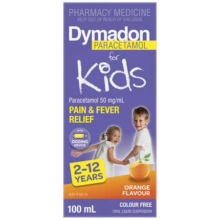 Dymadon Paracetamol for Kids 2-12yrs ORANGE 100mL