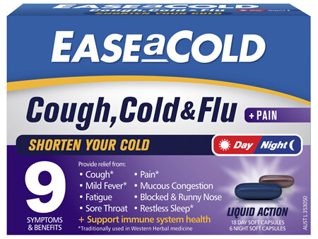 EASE A COLD COUGH COLD & FLU D&N 24 CAPS