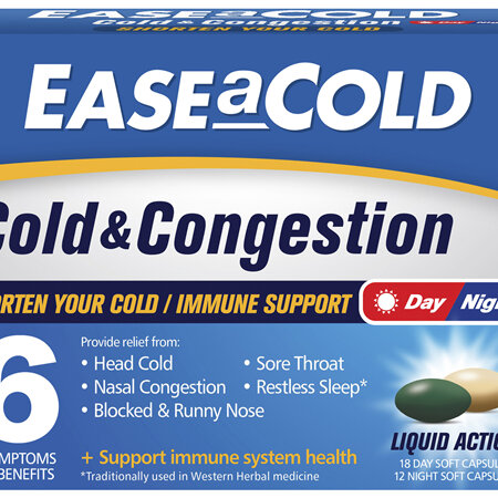 EASEaCOLD Cold & Congestion Day/Night 30 Soft Capsules