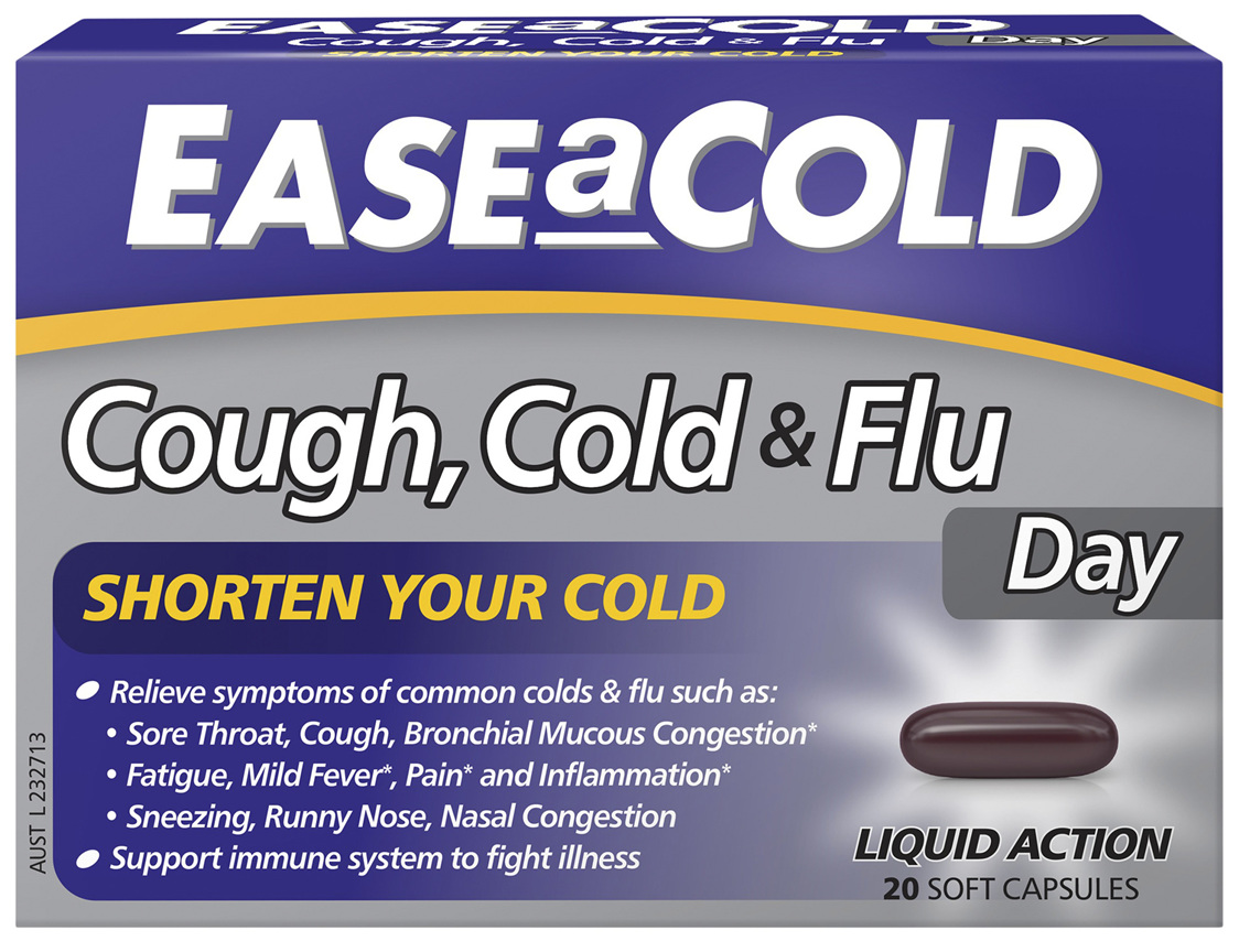 EASEaCOLD Cough, Cold & Flu DAY ONLY 20 Soft Capsules Galluzzo's Chemist